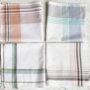 NEVER USED=Set of 4 Large Vintage organic handkerchief//New Men&#39;s Handkerchief/100% cotton//Men&#39;s Gifts//man handkerchief//New condition