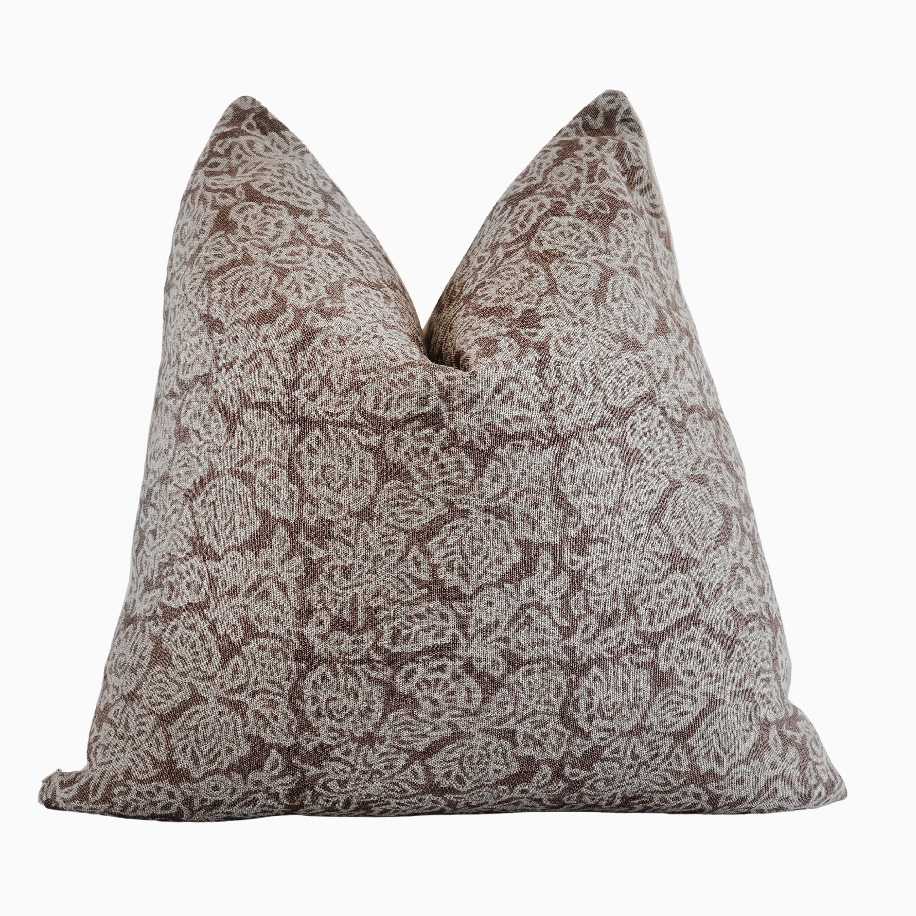 Floral Block Print Pillow Cover, Floral Mauve on Block Print Pillow Covers, Blush Throw Pillow, Mom Gift, Boutique Pillows