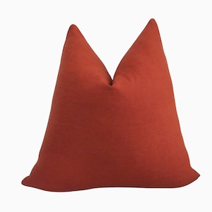 Gebrannte Orange Kissenbezug | Rost Leinen | Hollywood Regency Rot Orange Leinen Kissen | Kissenbezüge
