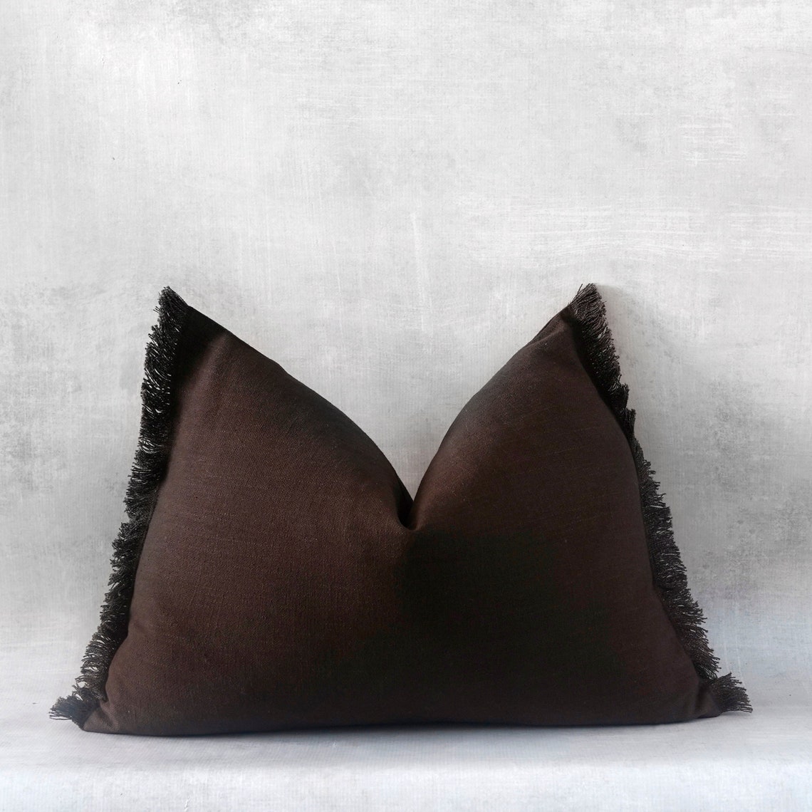 Lumbar Pillow Cover 14x20 Solid Chocolate Brown Throw Pillow Etsy