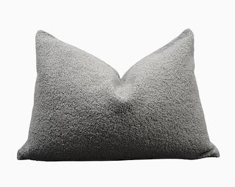 Reni Teddy Boucle Lumbar Pillow Cover – Cozy Textured Neutral Cushion for Sofa or Bed