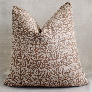Blush Floral Rust Linen Pillow Cover, Mauve Floral Pillow Covers, Muted Rust Floral Throw Pillow, Summer Throw Pillows, Rust Pillows