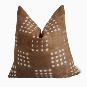 Brown Rust Linen Pillow Cover, Brown Rust with White Dots Pillow Covers, Sofa Cushion Throw Pillows, Fall Decor Throw Pillow, Rust Pillow