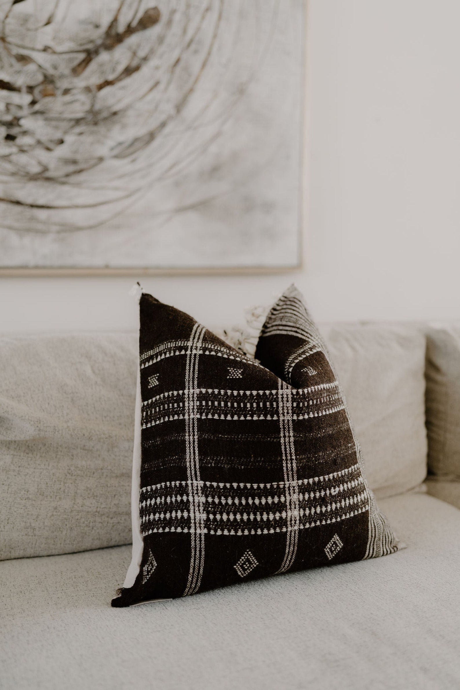Dark Brown Pillow Cover Vintage Indian Wool Pillow Cover Etsy