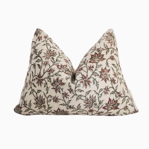 Lumbar Beige Floral Linen Pillow Cover, Boutique Pillow Covers, Modern Pillows, Neutral Throw Pillow, Luxury Throw Pillows, Beige Pillow