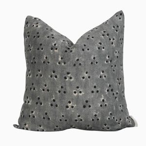 Blue Linen Throw Pillow Covers, Black Abstract Polka Dot Cushion, Blue Grey Sofa Pillow, Modern Decorative Linen Pillow Cover