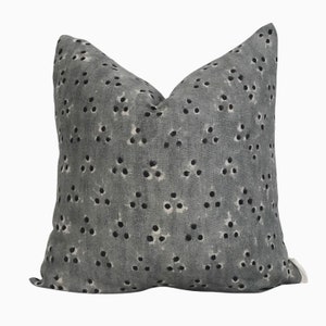 Blue Linen Throw Pillows, Black abstract on Blue Grey Pillow Covers,  Polka Dot Throw Pillow, Cushion Covers