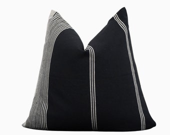 Black White Woven Pillow Cover, Black Stripes Pillow, White and Black Pillow Cover 22x22, Farmhouse pillow, High End pillow