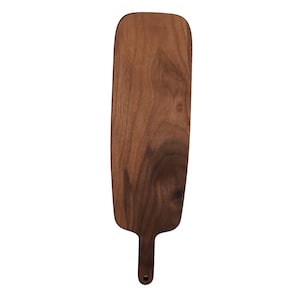 Black Walnut Charcuterie Board with Handle, Wooden Serving Tray for Cheese and Meat, Rustic Paddle Cutting Board, Handmade Walnut Gift