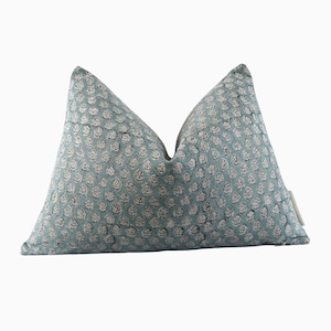 Floral Blue Green Lumbar Linen Pillow Cover, Teal Floral Linen Pillow Covers, Blue Green Throw Pillows, Blue Green Floral Throw Pillow