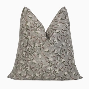 Blue Grey Floral Linen Pillow Cover, Greyish Blue Floral Pillow Covers, Grey Blue Throw Pillows, Blue Floral Pillows, Grey Floral Pillow