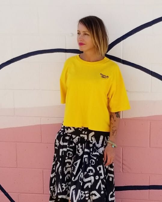 Reebok yellow cheap t shirt