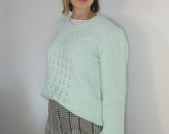 Mint green handmade woollen jumper