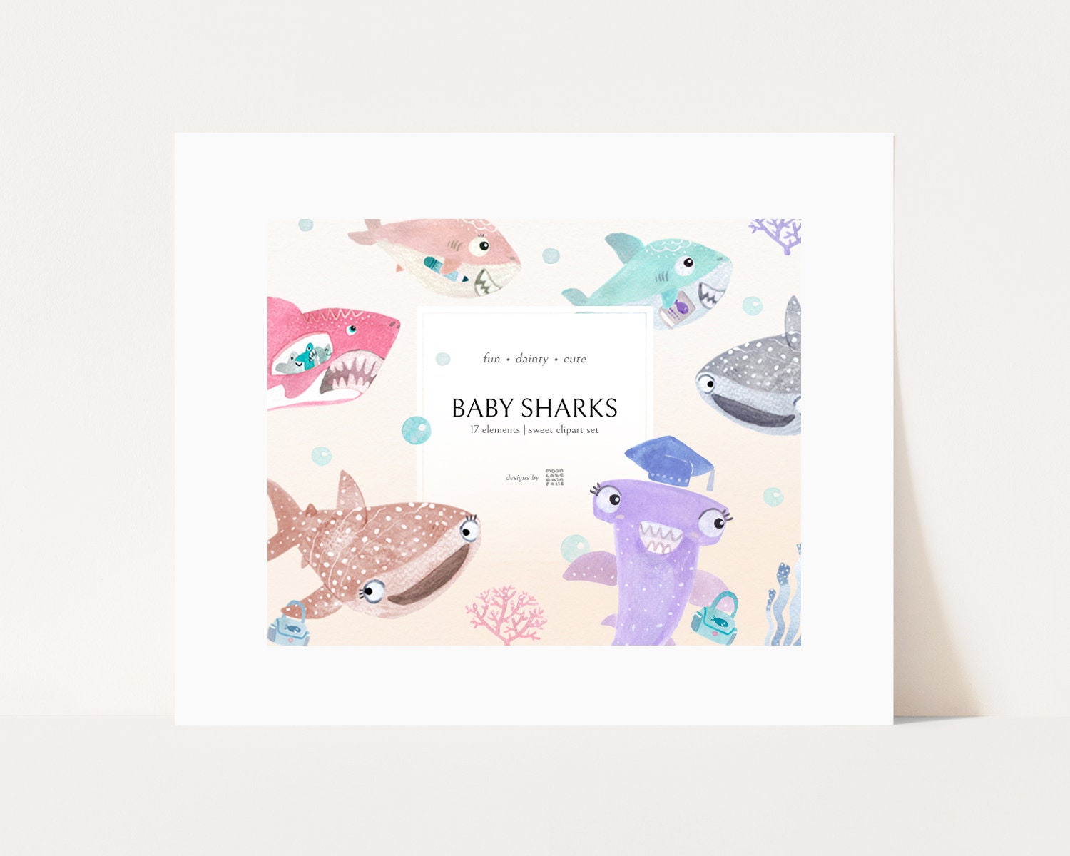 Baby Shark Clipart Back to School Baby Shark Clip Art Cute - Etsy Singapore