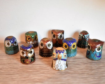 Vintage Ceramic Cat Rabbit Owl Thimbles