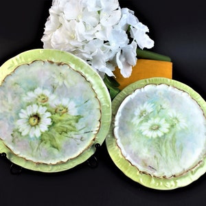 Hand Made and Beautifully Hand Painted Ceramic Daisy Wall Plaques Signed and Dated 1982