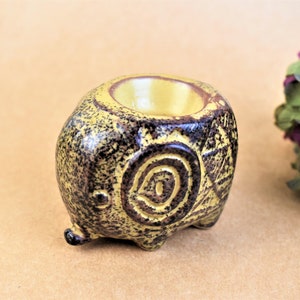 Cute Little Boho Studio Art Pottery Elephant Tealight Candle holder