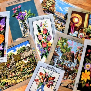 Completed Vintage handmade in the 1980s, 90s and 70s Needle Work Tapestries ready to frame