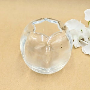 KOSTA Small Round Heavy  Orrefors Glass Vase Platina Pattern signed Vicke Lindstrand  Sweden  1953