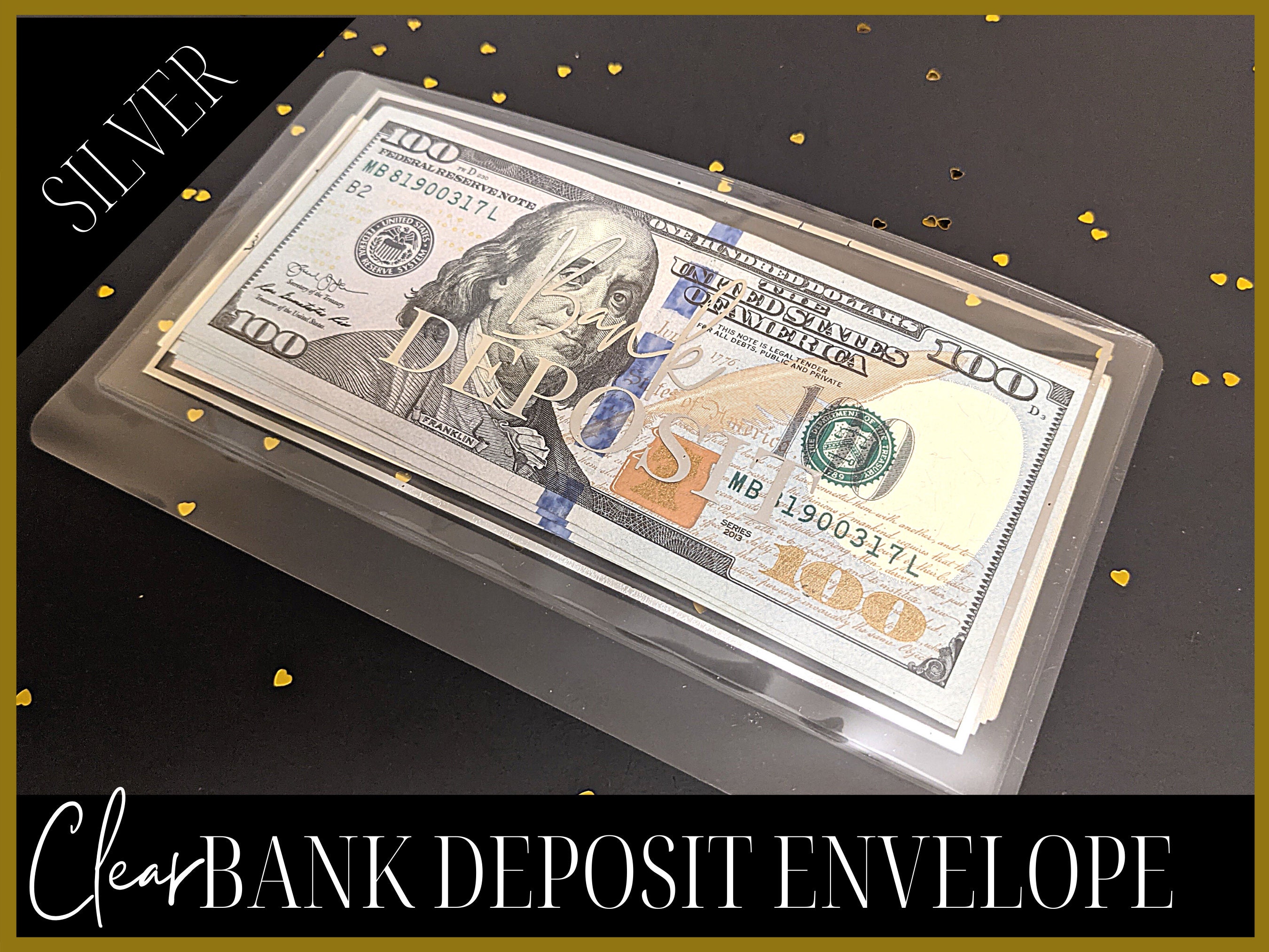 FOILED Clear Bank Deposit Cash Envelope Deposit Envelope Etsy