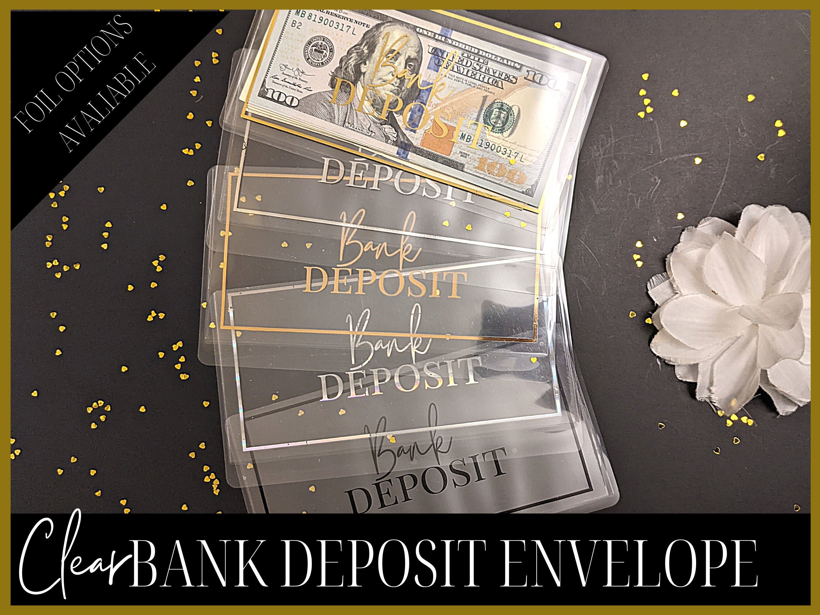 FOILED Clear Bank Deposit Cash Envelope Deposit Envelope Etsy
