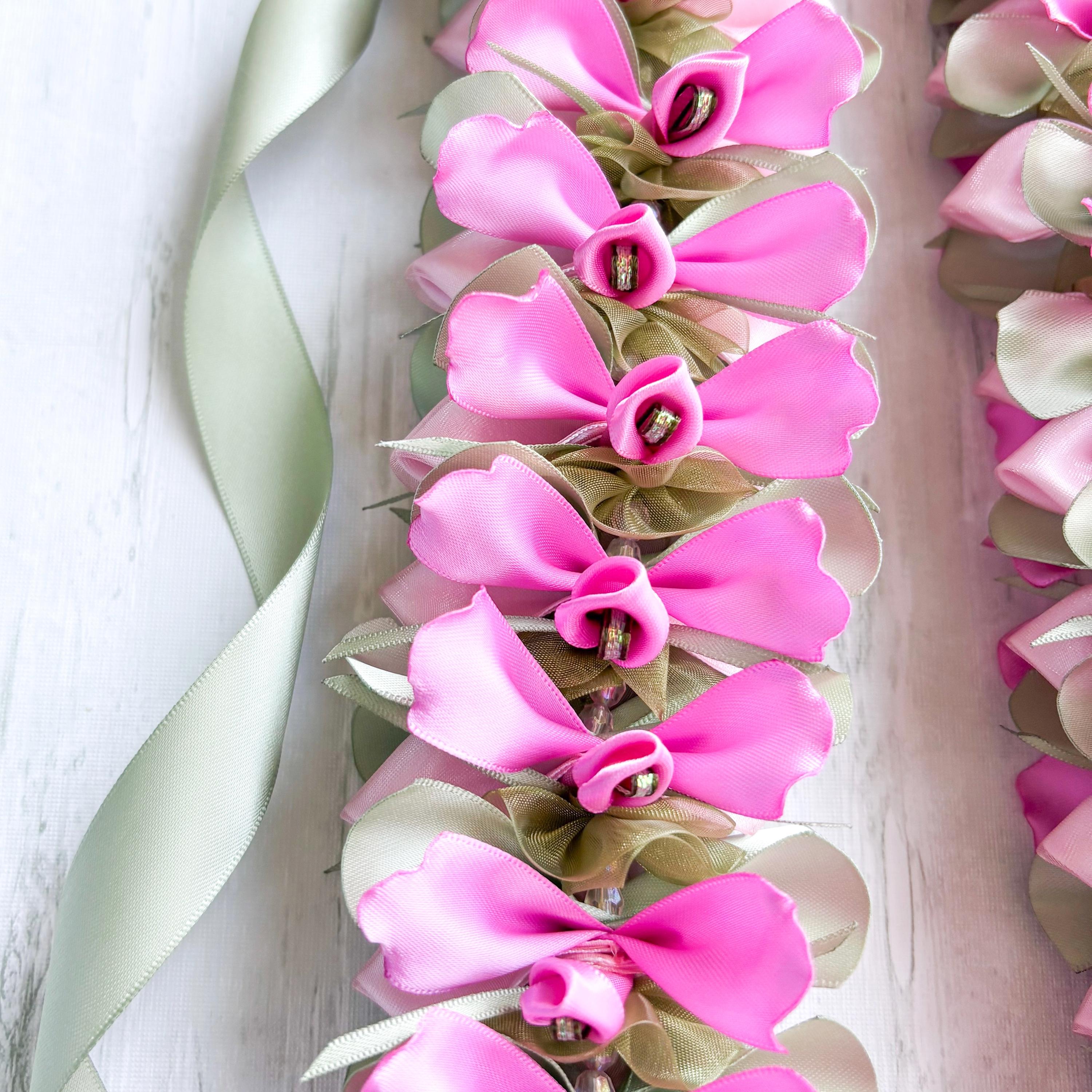 Bubble Gum Pink Orchids Ribbon Lei - Etsy