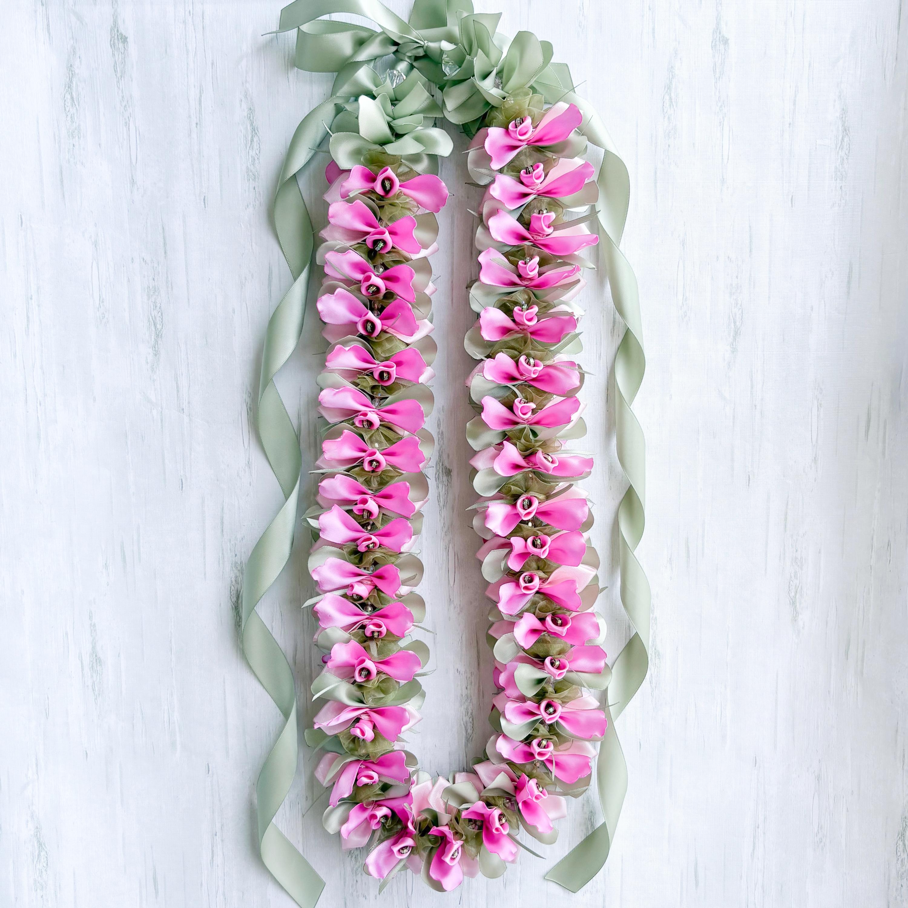 Bubble Gum Pink Orchids Ribbon Lei - Etsy