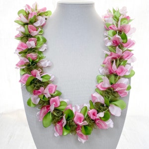 Ombre Pink Orchids Ribbon Lei