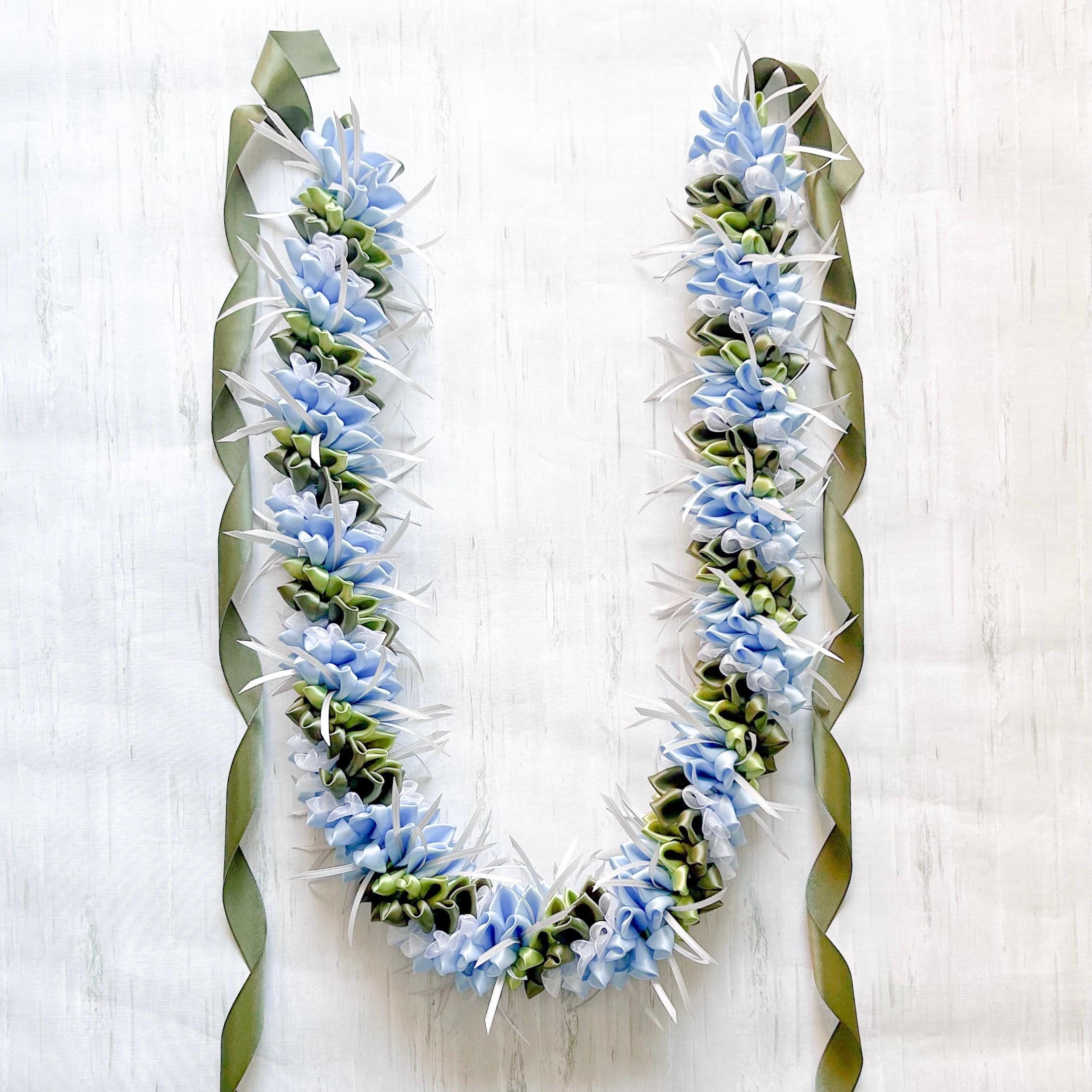 Light Blue Petals Swirl Ribbon Lei - Etsy display picture 1