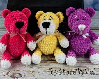 Three Teddy Bears, Cuddly toys, Amigurumi toy, Crochet animals toys, amigurumi animals, knitting, Hand Knitted toy, cute handmade gifts, toy