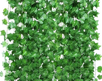 Artificiel Vigne Faux Hanging Plantes Soie Ivy Garland 40 M Green Leaf Ribbon Trim