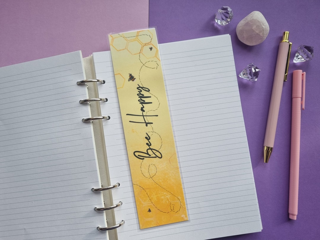 Bee Happy Bookmark Handmade Laminated Stationary Planner Book Lover ...