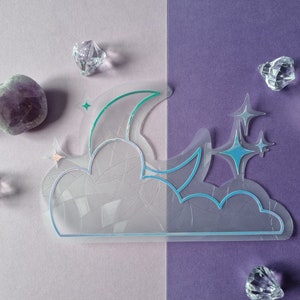 Moon and Stars Suncatcher, Rainbow Maker, Window Film Cling, Decal Sticker, Wall Art, Home Decor, Light Prism Sunshine Holographic