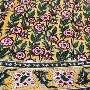Tovaglia rotonda stampata a blocchi, tovaglia rotonda stampata a fiori, tovaglia rotonda, tovaglia rotonda per tavolo da pranzo, tovaglia rotonda boho