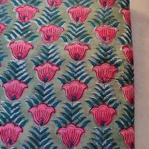 Floral Hand Block Cotton Fabric: Mughal Print, 44 Inches Wide