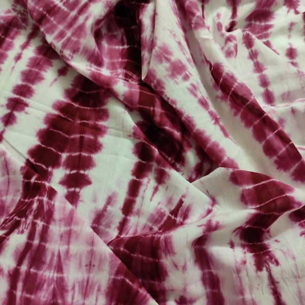 Cotton Hand Shibori Tie Dye Print Fabric For Craft And Women's Clothing.
