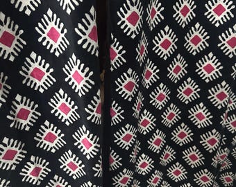 Cortinas de terciopelo de algodón – Estampado geométrico de rombos, decoración bohemia de mediados de siglo
