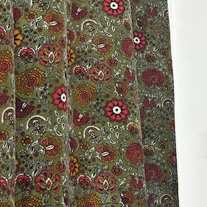 Vintage Style Cotton Velvet Olive Multi Color Floral Print luxury Curtain, Boho Curtain, luxury Drapes, Can Be Customized Any Size.