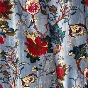Vintage Style Cotton Velvet Bird Print luxury Curtain Set Of Two Panel Curtain,  Boho Curtain, luxury Drapes, Can Be Customized.