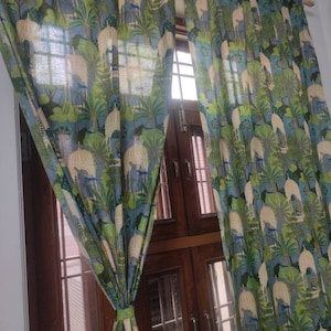 Ensemble de deux rideaux en coton semi-transparent inspirés de l&#39;héritage indien, décoration bohème.