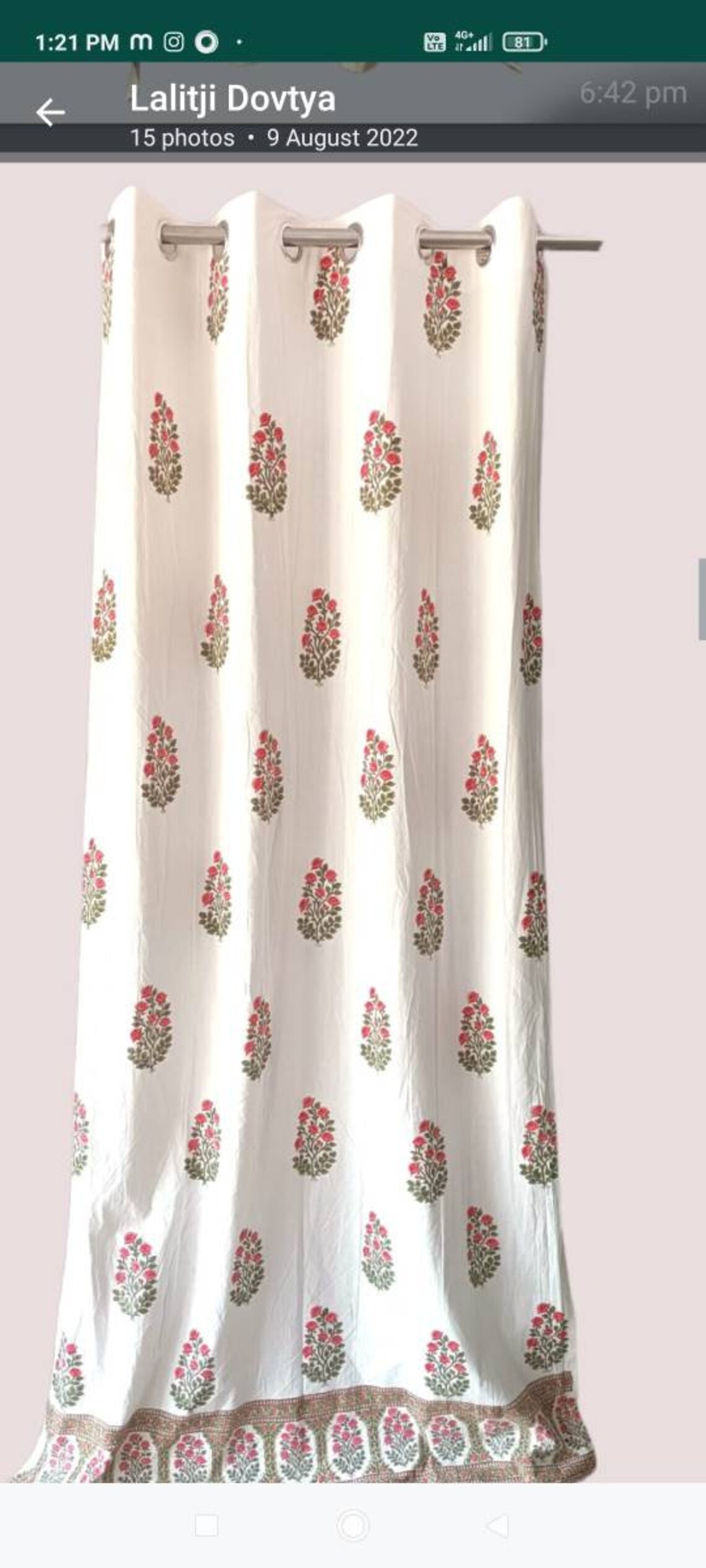 Indian Hand Block Print Curtain SET OF TWO Panels Bohomien Etsy