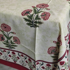 Hand Block Print Table Cloth,Fine Dining Cloth, Hand Block Printing Beautiful Table Decor, Housewarming Gift, Table Linen.