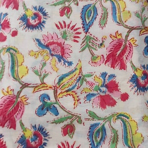 Hand Block Cotton fabric Mughal Print Cotton Fabric Traditional Prints Sewing Fabric.