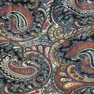 Vintage Style Cotton Velvet Black Traditional  Paisley Print Curtain,, luxury Drapes Housewarming Gift, Can Be Customized.