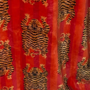 Art Of Tiger Design Velvet Stripe Print  By Yard,For Upholstery Curtain Chair Cushion Cover And  Many More For Art And Home  Decor.