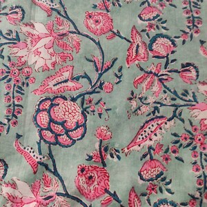 Hand Block Print Fabric: Floral Upholstery, Natural Dye