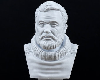 Ernest Hemingway Bust, American Author Statue, Sculpture Decoration, Home Decor, Book lover gift