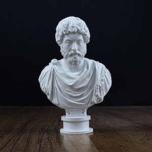 Marcus Aurelius Bust Sculpture, Roman Statuette Decor
