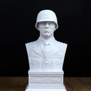 General George Patton Bust, World War II Military Sculpture, American Military Hero Decor