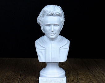 Busto de Marie Curie, física y química pionera, escultura decorativa